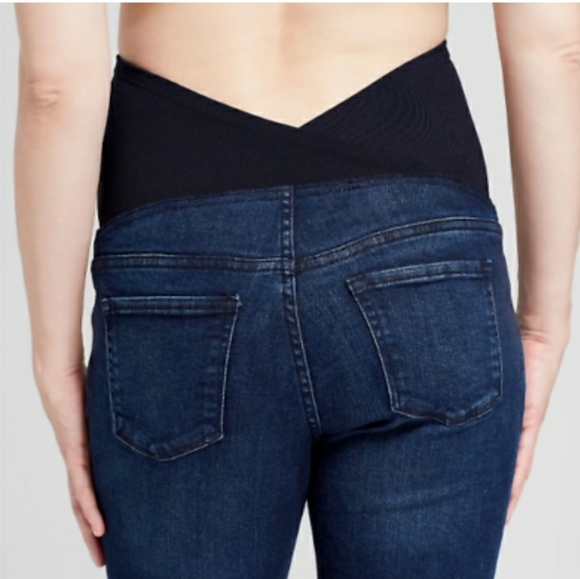 Size 12 NWT Maternity Bermuda Shorts Dark Blue Denim Crossover Panel - Picture 6 of 8